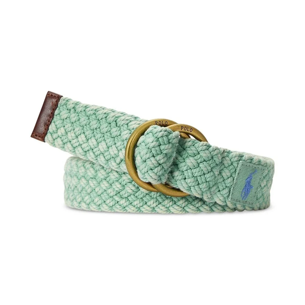 Polo Ralph Lauren Belt Men's Medium Mint Cotton Braided Adjustable Buckle FTS23